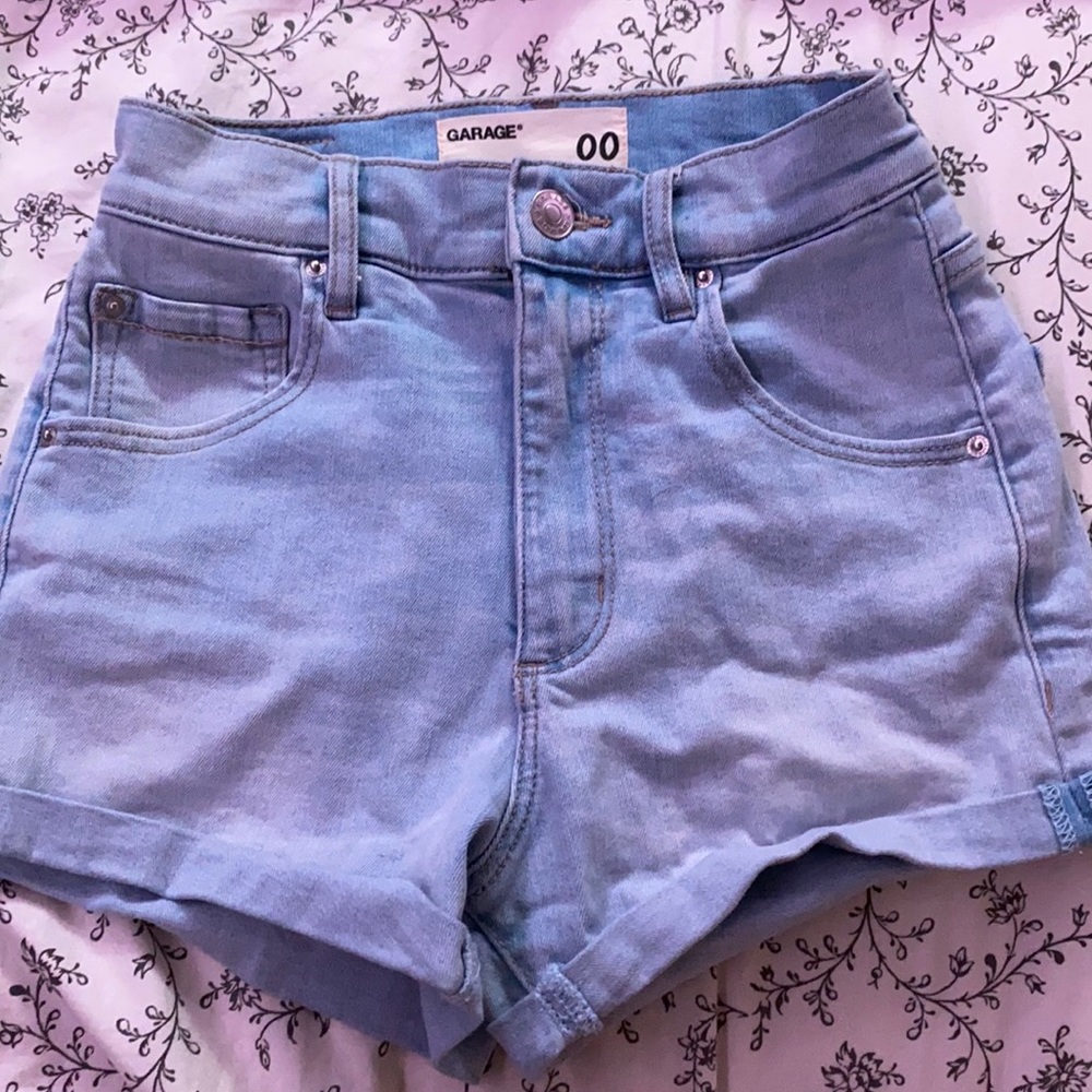 Garage shorts, light wash.